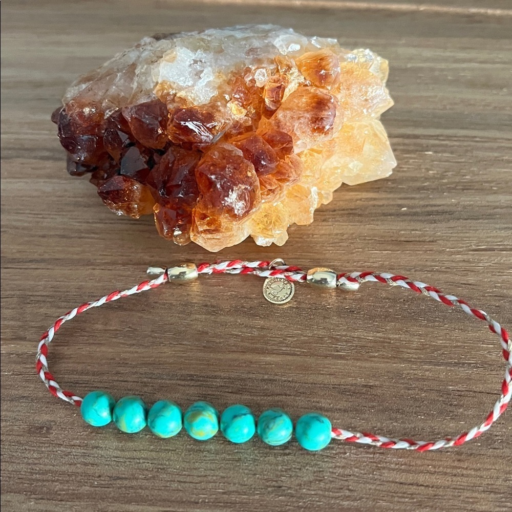 Alex and Ani Adjustable Turquoise Bead Bracelet